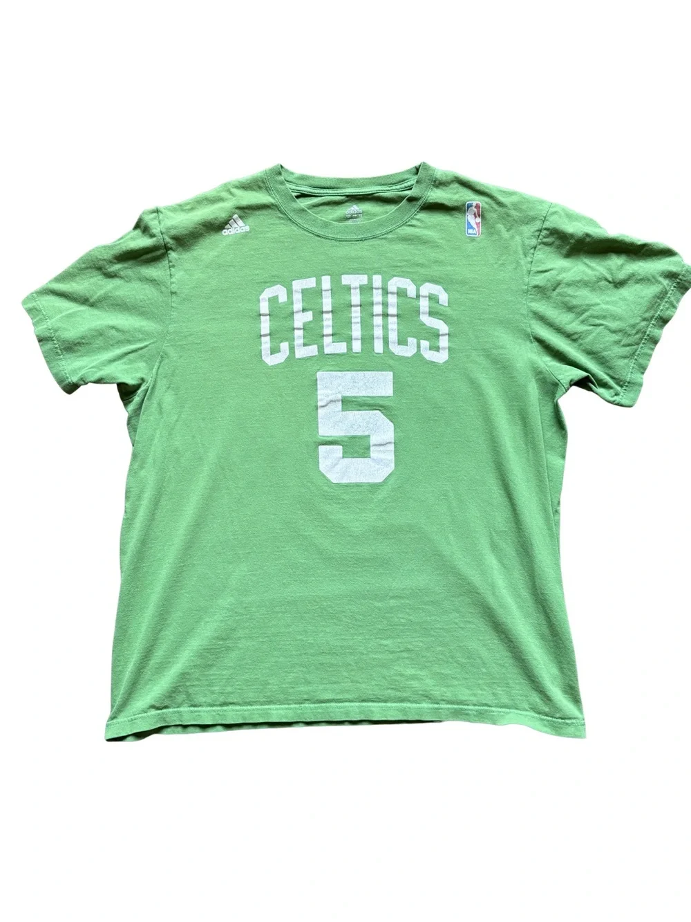 Vintage Adidas Boston Celtics Kevin Garnett #5 T-Shirt Green NBA Men's Size XL